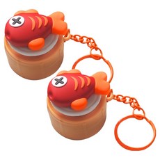 2Youngdesign 杯裝食物按壓樂魚形鑰匙圈, 混合顏色, 2個