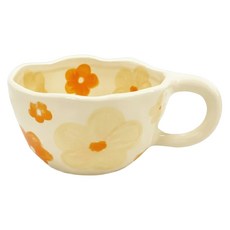 JOW BUY 蕉蕉購物 韓風不規則花花馬克杯, 橙黃花, 1個