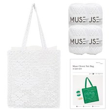 Yarna 幸運草網袋 Muse線 4入 印刷圖案, 801 白色, 1個
