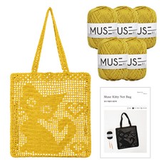 Yarna 貓咪網袋 Muse線 5入 印刷圖案, 805 黃金色, 1個