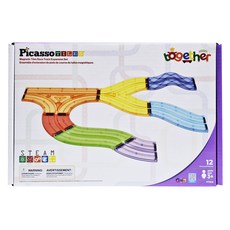 PicassoTILES 畢卡索 磁性賽車軌道擴充12件組 PTR12, 混和顏色, 1個