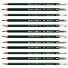 FABER-CASTELL 輝柏 Castell 9000 附橡皮擦鉛筆 B, 單一顏色, 12個