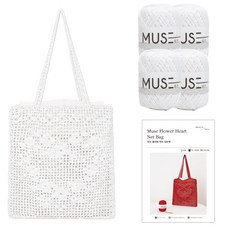 Yarna Muse 花朵愛心網袋 DIY 材料包 Muse 線 4p 印刷圖案, 801 白色, 1個