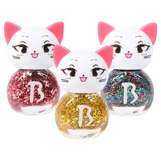 엔비베베 키즈네일 고양이 블링핑 L 4ml x 3종 선물세트, 핑크블링, 골드블링, 오색블링, 1세트 핑크블링, 골드블링, 오색블링, 1세트