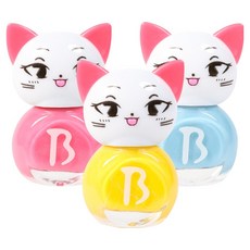 엔비베베 키즈네일 고양이 하노핑 M 4ml x 3종 선물세트, 하늘, 옐로우, 핑크, 1세트 하늘, 옐로우, 핑크, 1세트
