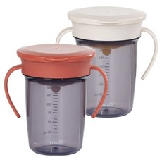 LALABY 360 防漏杯 240ml 2入組, 象牙白, 紅色, 1套