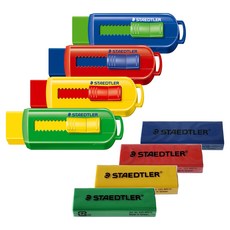 STAEDTLER 施德樓 滑動式彩色橡皮擦4款 + 補充蕊4款套組, 1套, 混合顏色