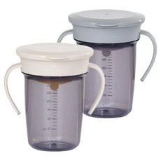 LALABY 360 防漏杯 240ml 2入組, 象牙白, 灰色, 1套