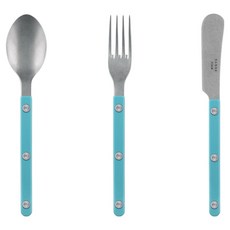 SABRE PARIS Bistro 復古 24SS 新色甜點餐具禮盒 亮綠松石色, 1套, 茶匙 + 蛋糕叉 + 抹刀