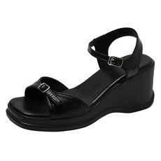 CHAAKAN SHOES 女款 Asuka 繫帶厚底涼鞋 SDLTS2i1446, 黑色, 250
