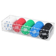 德州撲克桌遊籌碼 5款 各20個 + 硬殼盒組, 混色, 1組