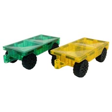 MegamagTiles 幼兒用彩虹汽車底座2件組, 紅色, 黃色, 1套