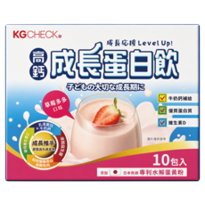 聯華食品 KGCHECK 生醫研究室 高鈣成長蛋白飲 草莓多多口味 10包, 34g, 1套