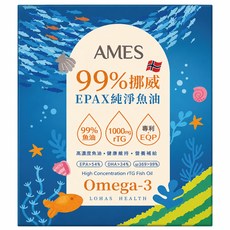 AMES 安曼 挪威EPAX高活性rTG魚油軟膠囊, 1個, 60顆