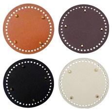 KHOOMIE 圓形44孔打孔人造皮革包底 15cm 4件組 6W0320, 1套, 駝色, 咖啡色, 黑色, 象牙白
