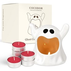 COCODOR 珂珂朵爾 幽靈小蠟燭燭臺 + 蠟燭 10g x 6入套組, 1套, 黑櫻桃