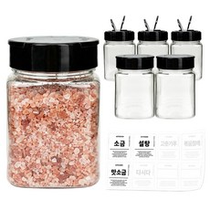 mir Pams 韓國製方形調味罐 300ml 黑色 6入 + 8種標籤組, 1套