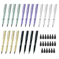 Today Living 大容量附橡皮擦無限鉛筆 HB 0.5mm 5款 x 4入 + 筆芯 20入組 R99906I, 薄荷綠, 紫色, 白色, 黑色, 黃色(鉛筆), 1套