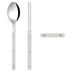 SABRE PARIS Bistro Shiny 韓式餐具3件組, 24 燕麥奶色, 1個, 湯匙 + 筷子 + 筷架