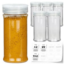 mir Farms 圓形調味罐 白色 400ml 6入 + 8種標籤套組, 1套