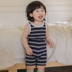 MellyCoco 兒童麻糬條紋無袖家居服上下套裝 MMDA485