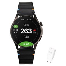 리카타 핏메이드 X 시계형 손목 골프 거리측정기 GPS 스마트워치 + 전용 충전기 세트, 블랙, SG-0502000AH