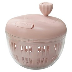 Kitchora 手動離心力蔬果濾水器/清洗脫水兩用籃, 粉色, 1個