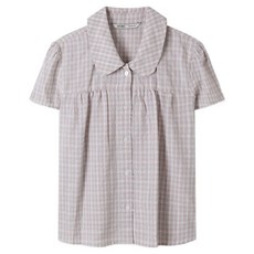 MIXXO 女款抓皺格紋短袖襯衫 MIWYAG702G