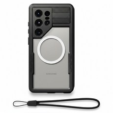 SINJIMORU MagSafe 360度全覆蓋防水鎖鐵壁防禦手機防水殼/袋 附掛繩 Galaxy S26 Ultra適用, 黑色, 1個