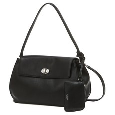 JILLSTUART AUBE 皮革裝飾肩揹包 M, 黑色