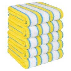 COTTON CLOUD 野餐條紋毛巾 180g 40支精梳棉, 5個, 檸檬天空