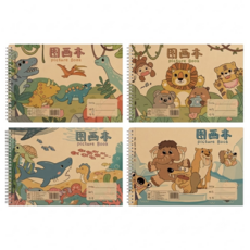 7822 Shop 生活選物 空白繪圖本 動物世界 4入組, A4, 1套, 30片