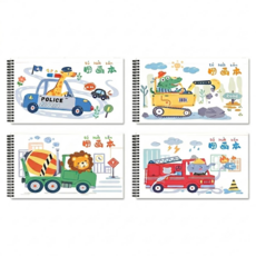7822 Shop 生活選物 空白繪圖本 工程車 4入組, A4, 1套, 30片