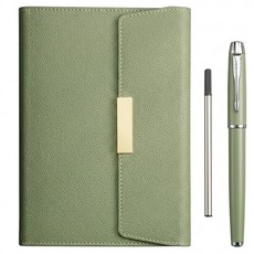 SENLI 商務辦公工作本/記事本套組 A5日記本 + 金屬筆 + 筆芯, 抹茶綠, 1套