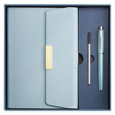 SENLI 商務辦公工作本/記事本3件組 A5日記本 + 金屬筆 + 筆芯, 青天藍, 1套