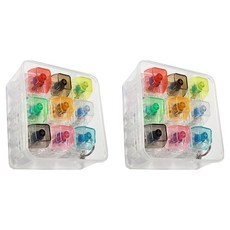 組裝積木9格LED鍵帽鑰匙圈2件套組, 混色, 1套