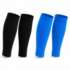 GIAT 吉亞特 280D萊卡肌能彈力小腿套2件組 台灣製 81303, 黑色 + 冰藍色, 1套
