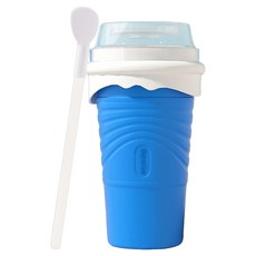 Aura 矽膠快速制冰製冷杯 附兩用吸管勺子, 藍色, 1個, 500ml