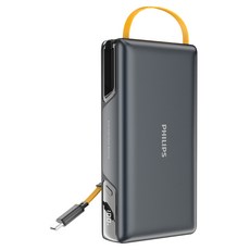 PHILIPS 飛利浦 伸縮線半固態行動電源 20000mAh, 霧黑色, DLP2725SB