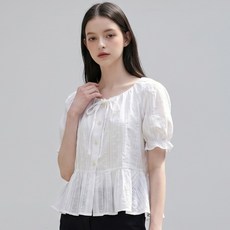 BURU N JUDY 蝴蝶結領抓皺短袖襯衫 BOSGBLE25B
