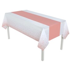 Inareum 一次性桌布 玫瑰金 + 白色 137 x 274 cm, 1個, 1入