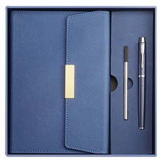 SENLI 商務辦公工作本/記事本3件組 A5日記本 + 金屬筆 + 筆芯, 午夜藍, 1套
