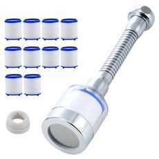 mina 百貨 廚房水龍頭過濾器套組 長款過濾器 + 濾心10個, 1套