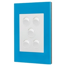 Legrand 羅格朗 Excel VIVO 藍色邊框 極簡白色圓形按鈕 5開 高級嵌入式電燈開關, 1個
