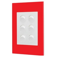 Legrand 羅格朗 Excel VIVO 紅色邊框 極簡白色圓形按鈕 6開 高級嵌入式電燈開關, 1個