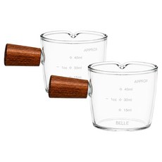 도담 우드손잡이 에스프레소 샷잔 40ml, 투명, 2개