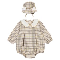 ETTOI 新生兒禮品本傑明格紋連身衣+帽子套裝