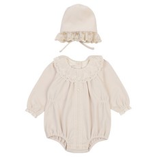 ETTOI 新生兒禮品款貝拉蕾絲連身衣+帽子套裝