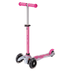 micro scooters MINI DELUXE FLux LED Neochrome 透明踏板LED發光輪滑板車 2~5歲適用, 粉紅色, 1個