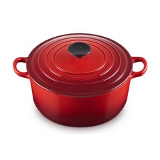 LE CREUSET 琺瑯鑄鐵鍋圓鍋 含鍋蓋, 櫻桃紅, 1個, 24cm